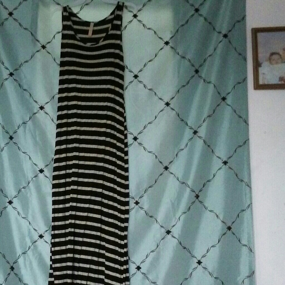 A black and cream maxi dress
